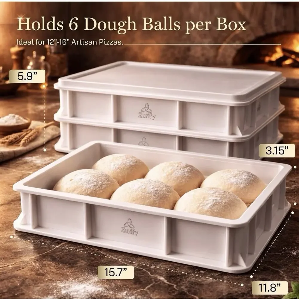 Zurify 2-Pack Pizza Dough Proofing Box System w/ 2 Lids, Stackable 17.5